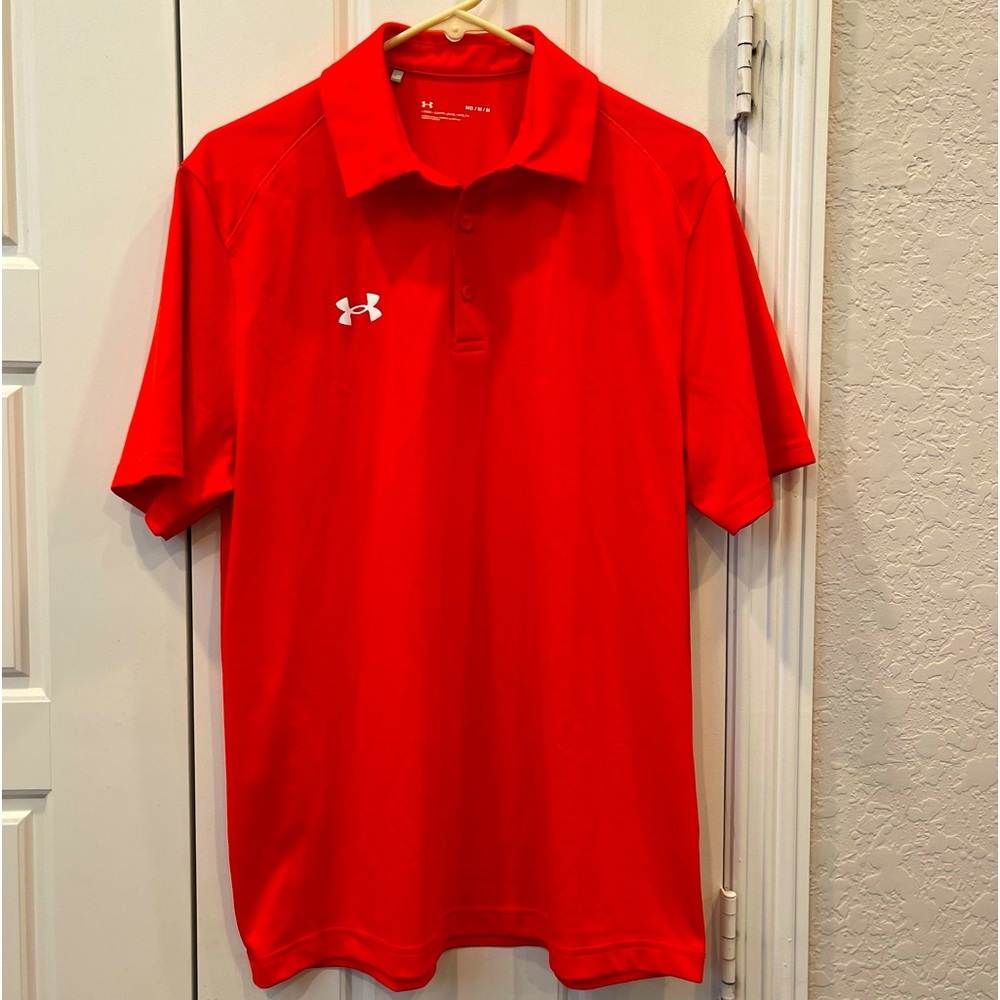 Under Armour Men’s Orange Polo Size:Medium Preloved